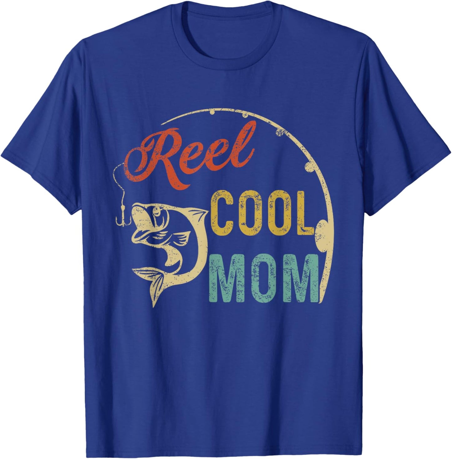 Reel Cool Mom Mama Mommy Fishing Fathers Day Vintage T-Shirt - T-Shirt | Royal