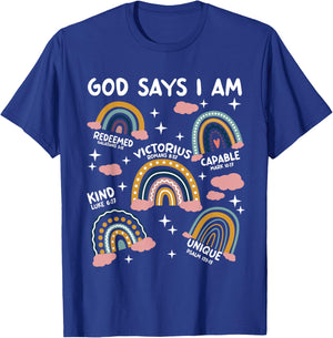 God Says I Am Rainbow Lover Kids Girl Christian T-Shirt - T-Shirt | Royal