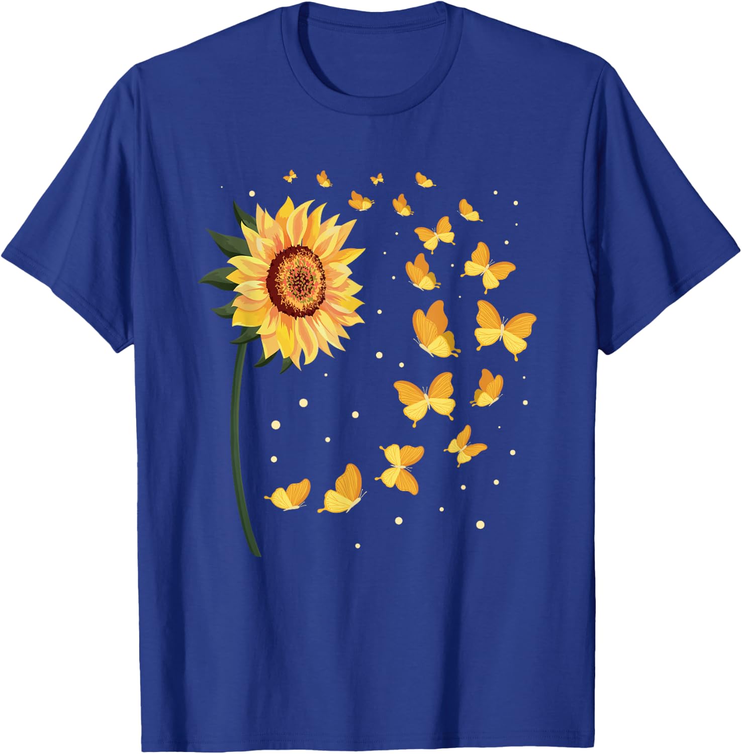 Flower Butterflies Nature Butterfly Sunflower T-Shirt - T-Shirt | Royal