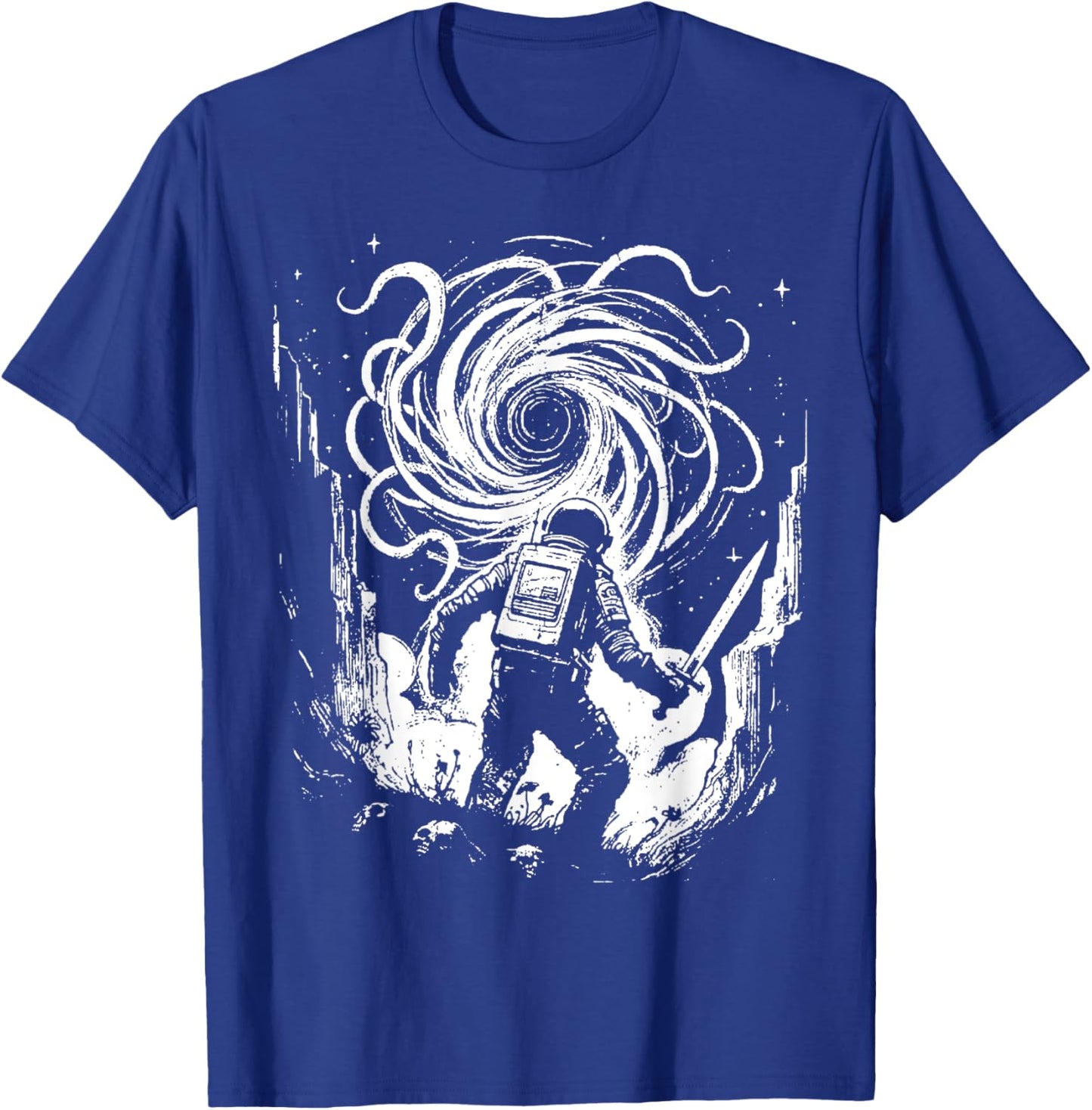 Void Vintage Astronaut Defender - Fighting Monster In Space T-Shirt - T-Shirt | Royal