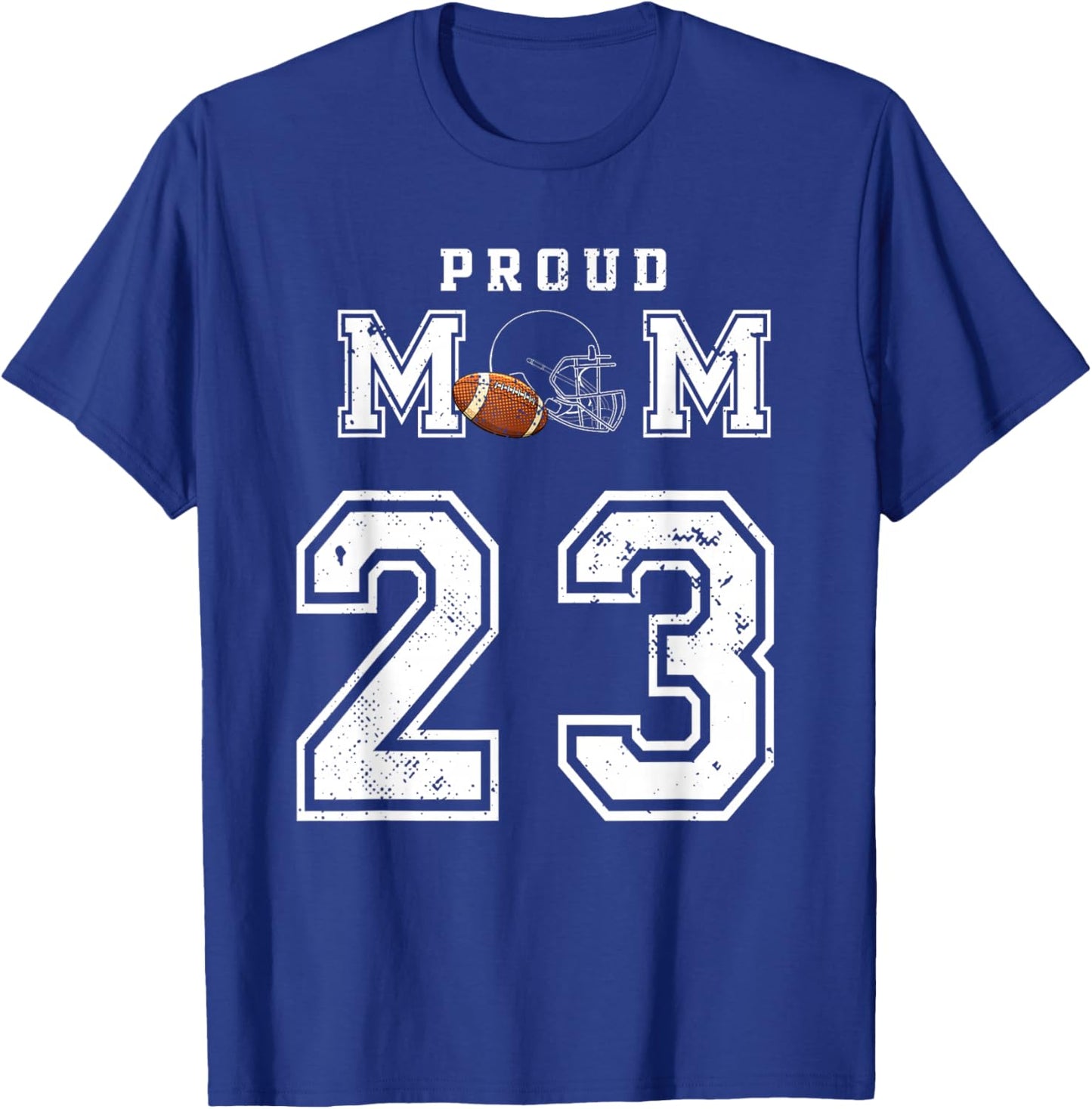 Custom Proud Football Mom Number 23 Personalized T-Shirt - T-Shirt | Royal