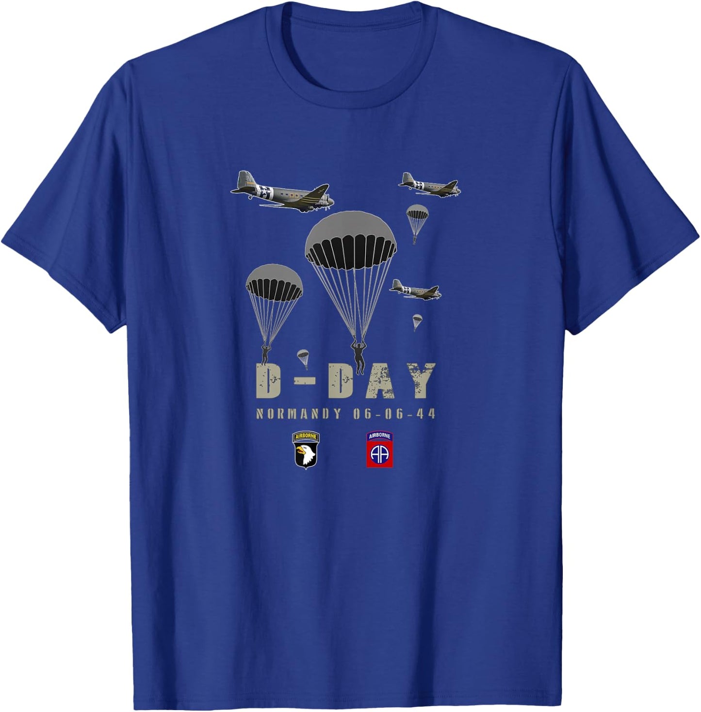 USA Paratroopers D-Day WWII Normandy 82nd 101nd Airborne T-Shirt - T-Shirt | Royal
