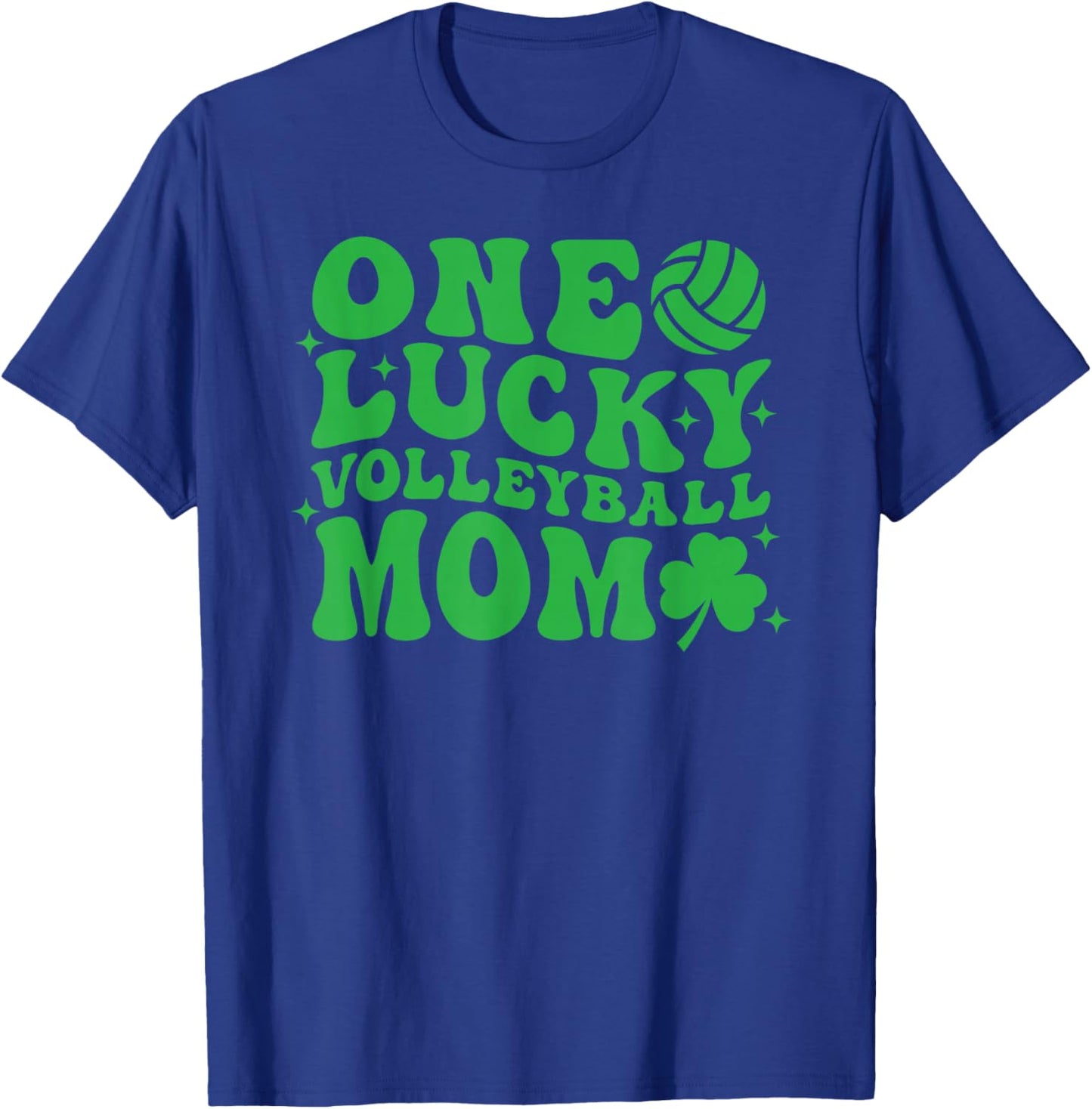 One Lucky Volleyball Mom Retro St Patrick's Day Groovy T-Shirt - T-Shirt | Royal
