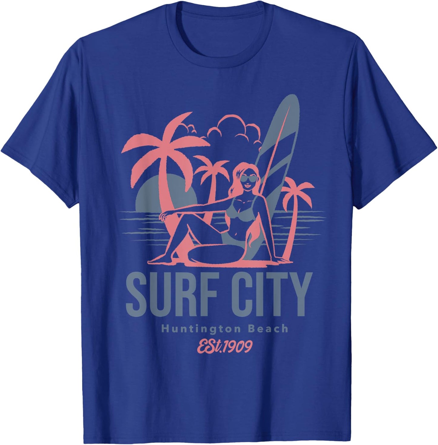 Retro Surf City Huntington Beach California Women Kids T-Shirt - T-Shirt | Royal