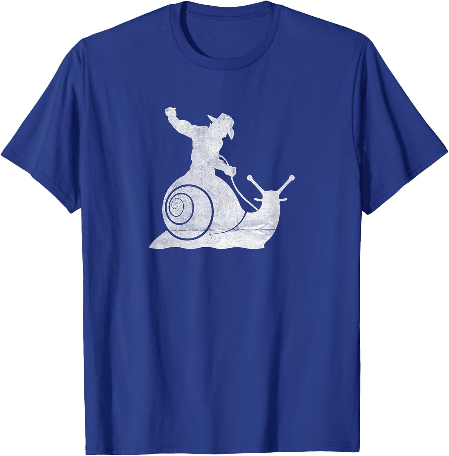 Cowboy Riding a Snail Distressed T-Shirt - T-Shirt | Royal