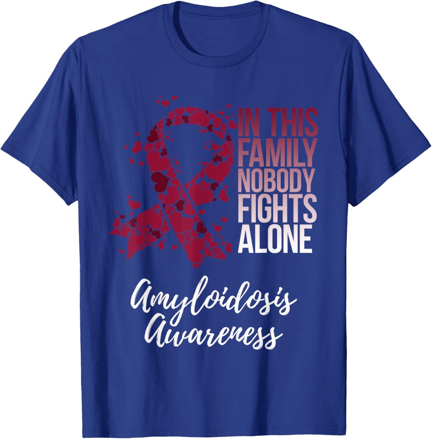 Amyloidosis Awareness Products Family Support Awareness - Adults - Black - Short Sleeve - Small - Classic Fit - Polyester T-Shirt - T-Shirt | Royal