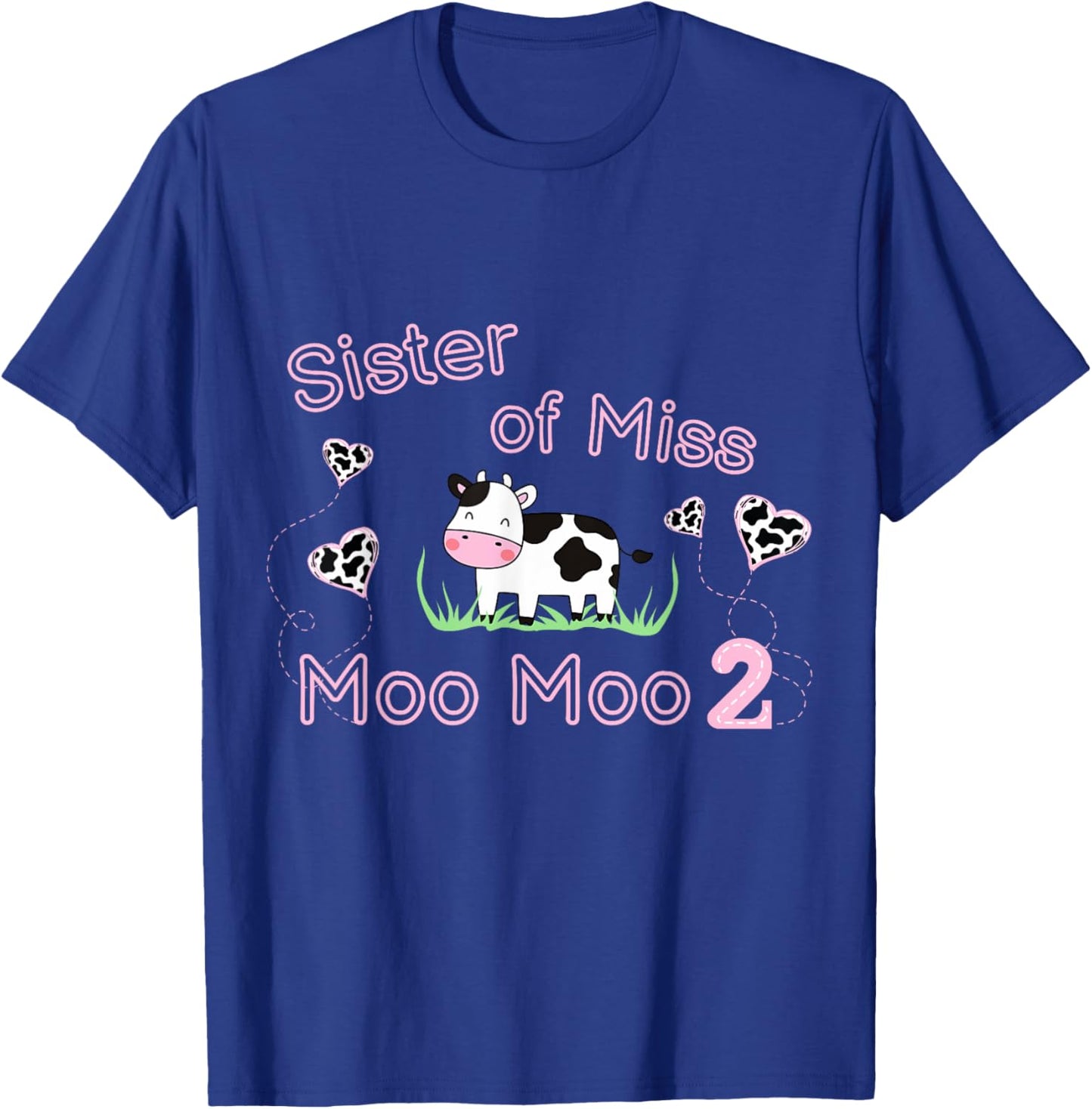 Girl 2nd Birthday Party Pink Cow Sister Moo I'm Two Animal T-Shirt - T-Shirt | Royal