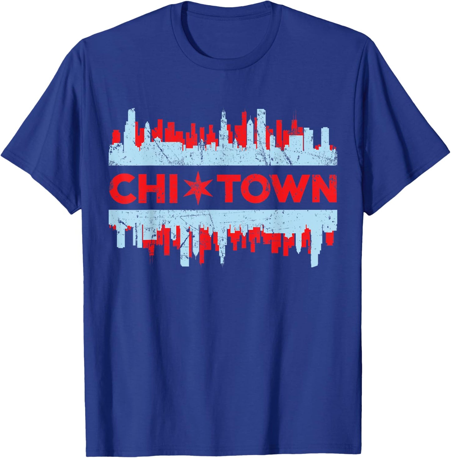 Chicago Chi Town Flag Skyline T-Shirt - T-Shirt | Royal