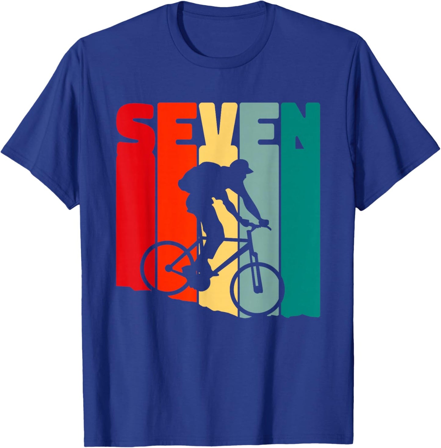 7th Years Mountain Bike Cyclist 7th Birthday Boys Bike T-Shirt - T-Shirt | Royal