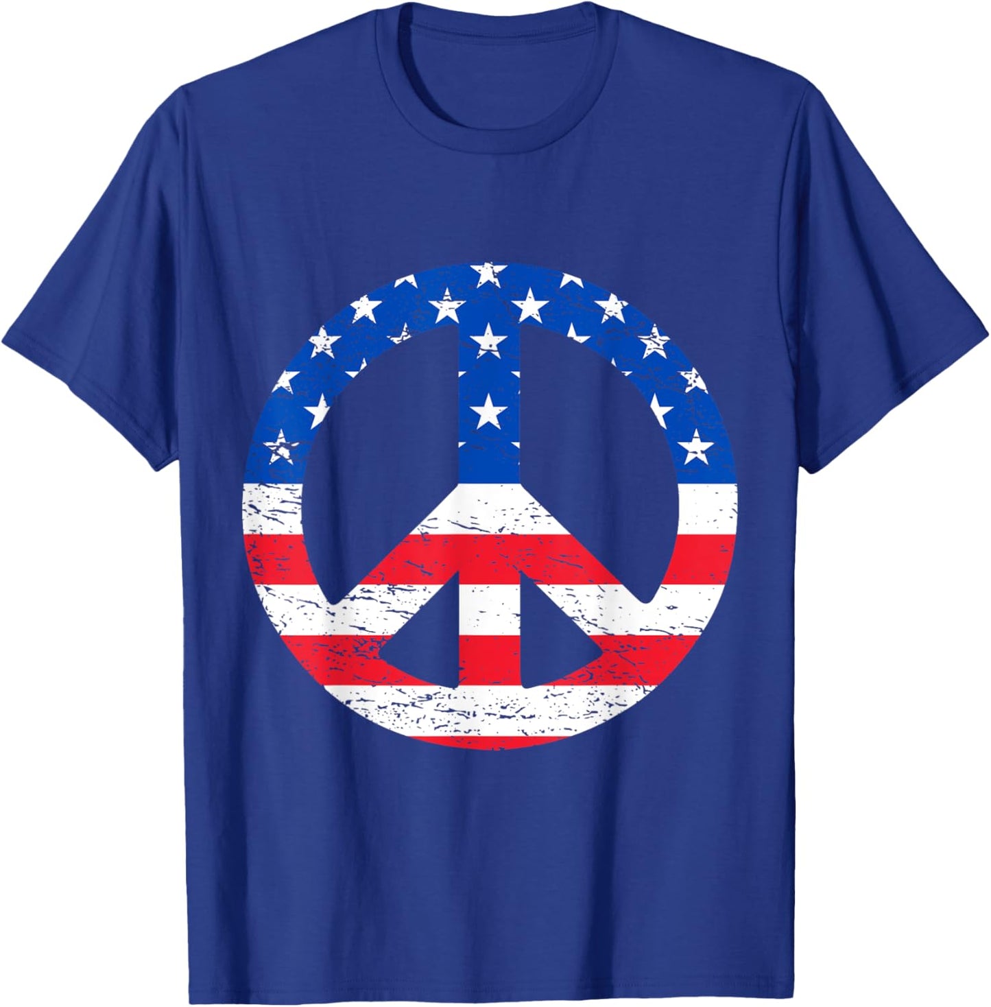 American Flag Peace Sign 4th Of July T-Shirt - T-Shirt | Royal