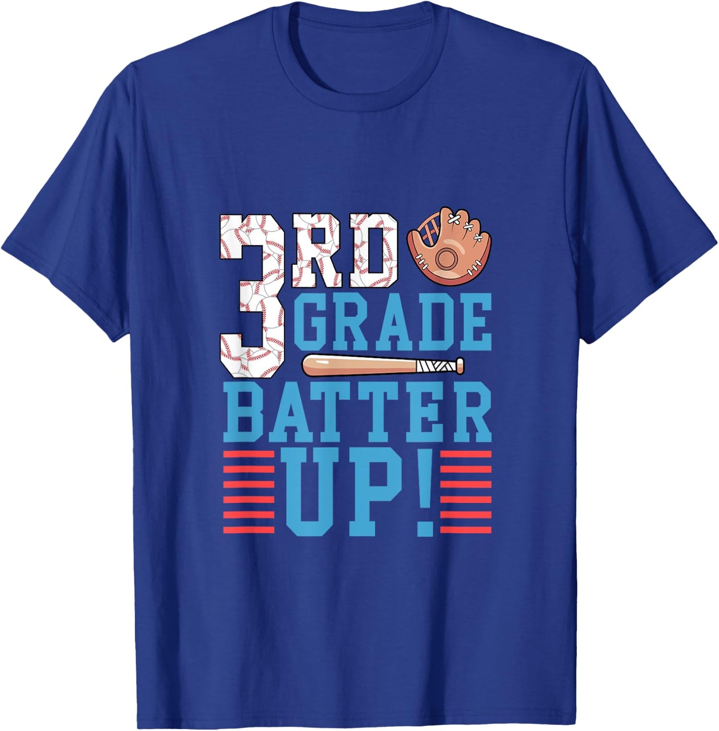 3rd Grade Back To School Shirt 3rd Grade Batter Up Baseball T-Shirt - T-Shirt | Royal