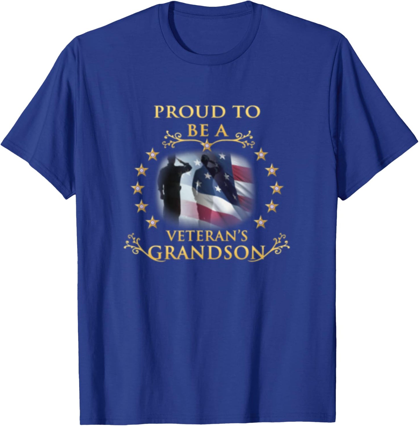Proud Grandson of a Veteran Thank you Veterans Day T-Shirt - T-Shirt | Royal
