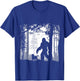 Funny Sasquatch Bigfoot Walking Dog In Woods With Alien Ufos T-Shirt - T-Shirt | Royal