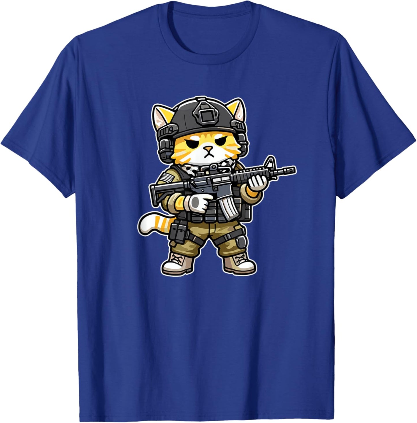 Tactical Tabby Cat Military Animal Veteran Men Women T-Shirt - T-Shirt | Royal