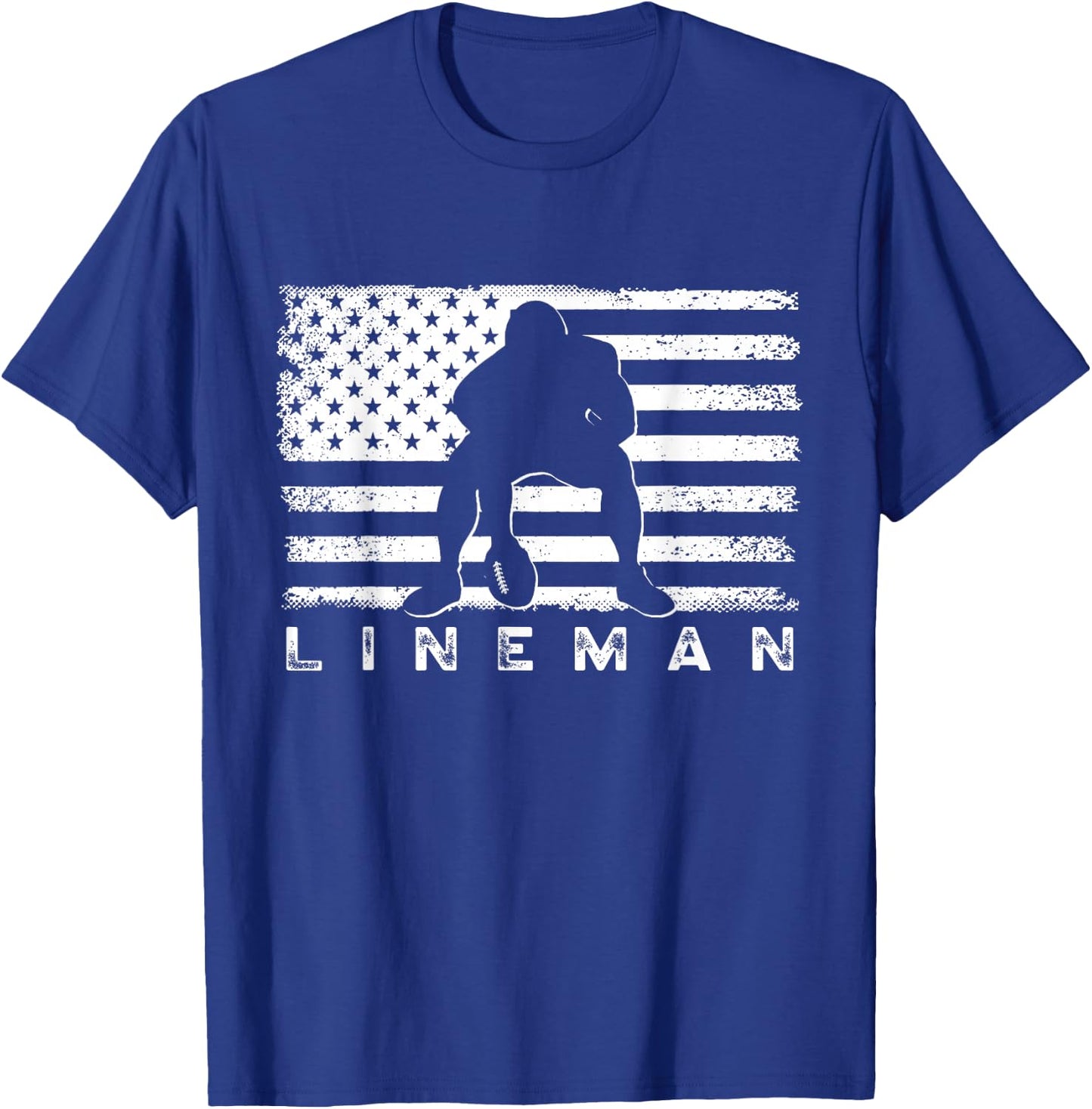 American Football Lineman Offensive Player USA Flag Football T-Shirt - T-Shirt | Royal