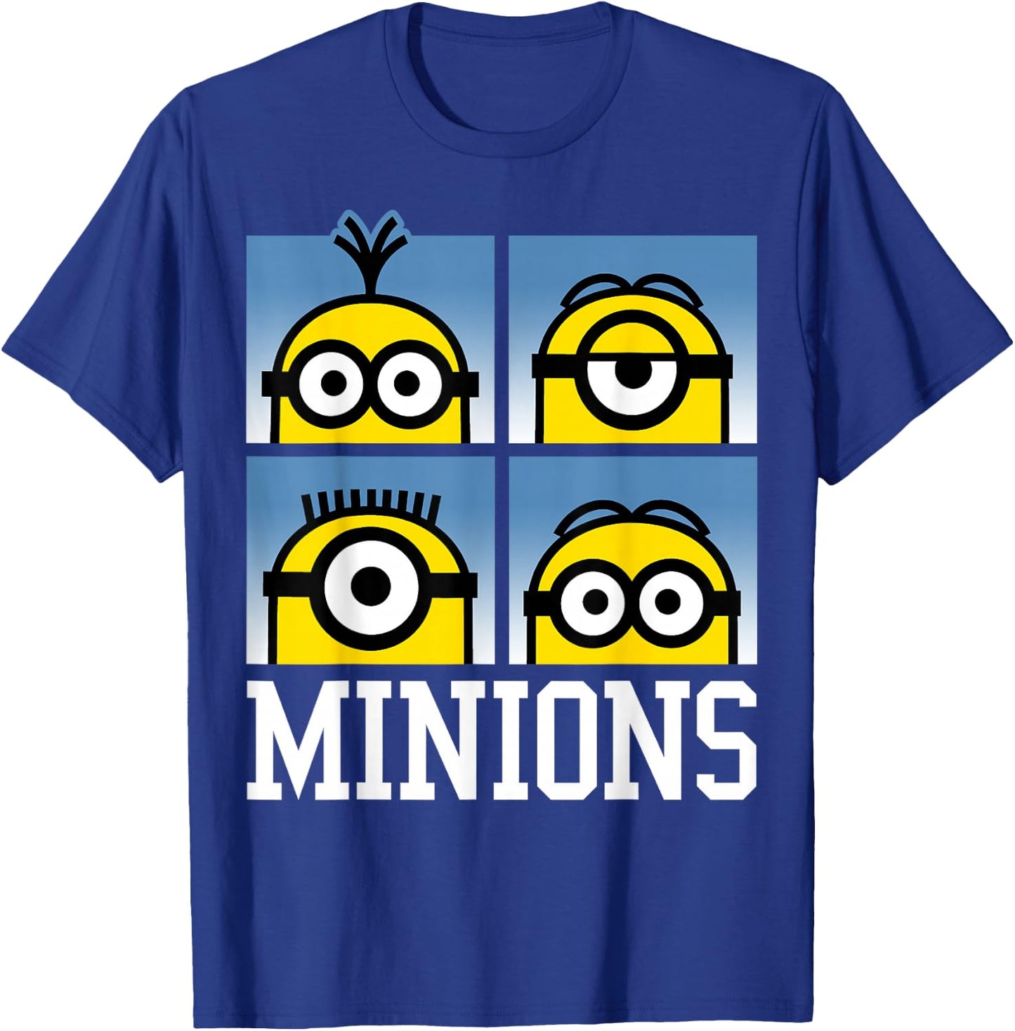 Despicable Me Minions Minions Bust Portrait Grid Logo Small T-Shirt - T-Shirt | Royal
