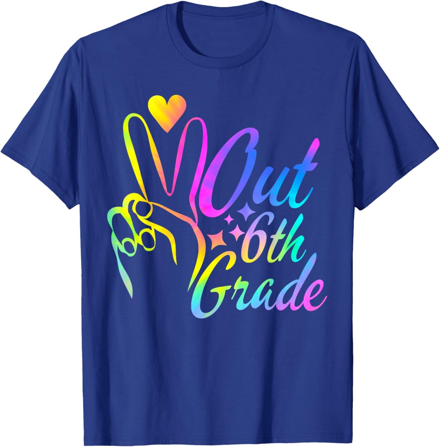 Peace Out 6th Grade Tie Dye Graduation Last Day Of School T-Shirt - T-Shirt | Royal