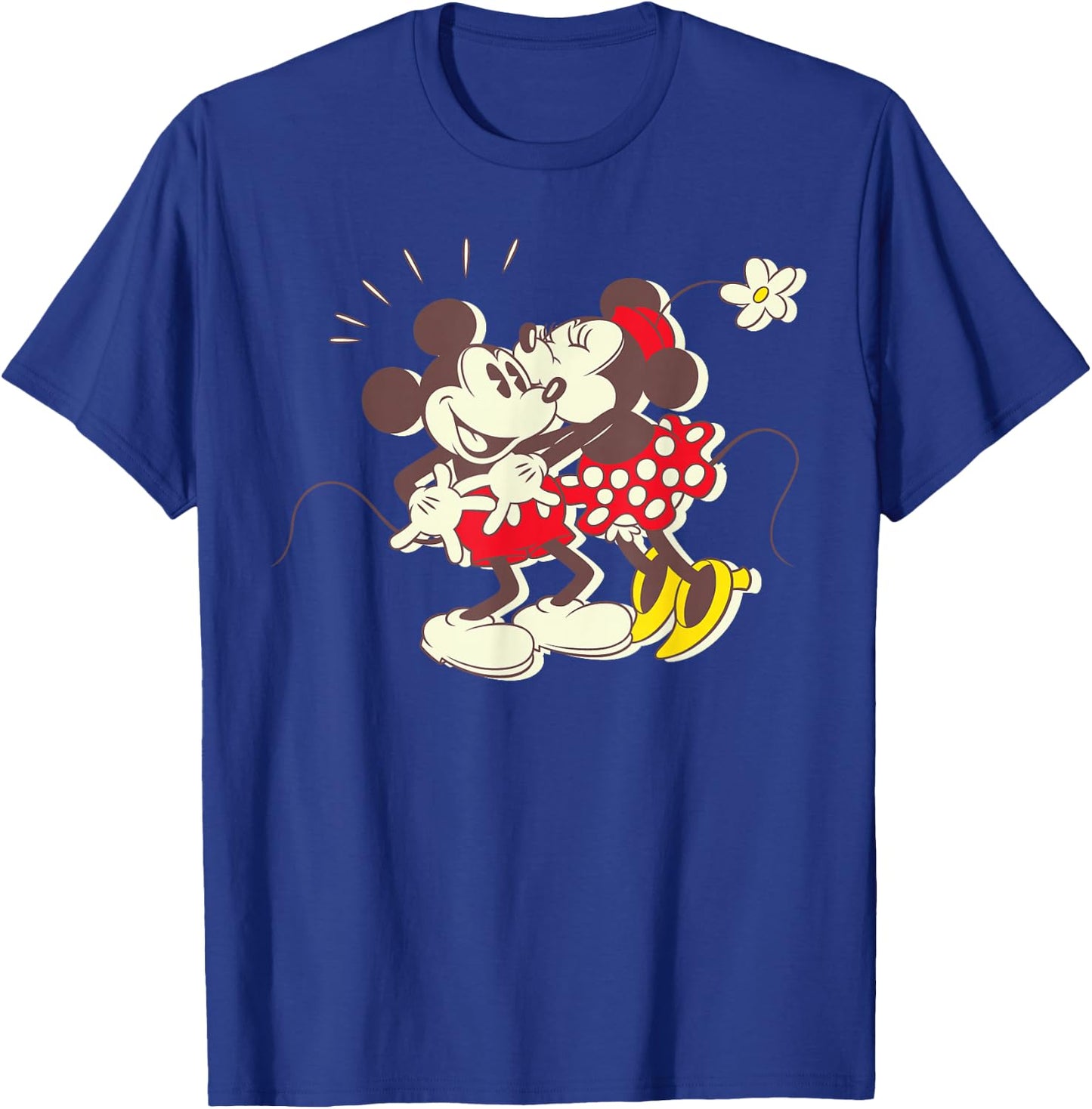 Disney Vintage Mickey and Minnie Mouse Kiss Small T-Shirt - T-Shirt | Royal