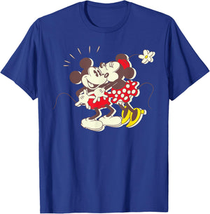 Disney Vintage Mickey and Minnie Mouse Kiss Small T-Shirt - T-Shirt | Royal