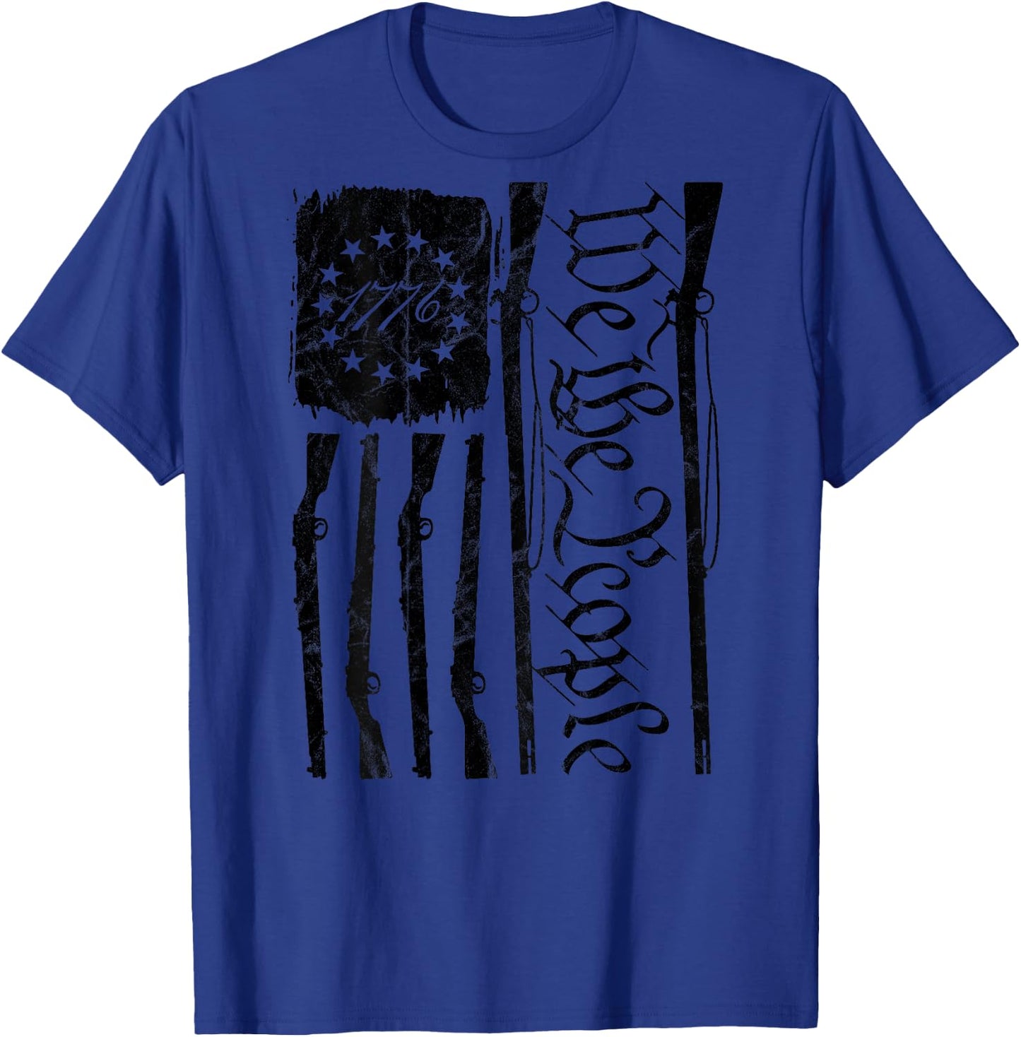 We The People Gun Rights American Flag 4th of July On Back T-Shirt - T-Shirt | Royal