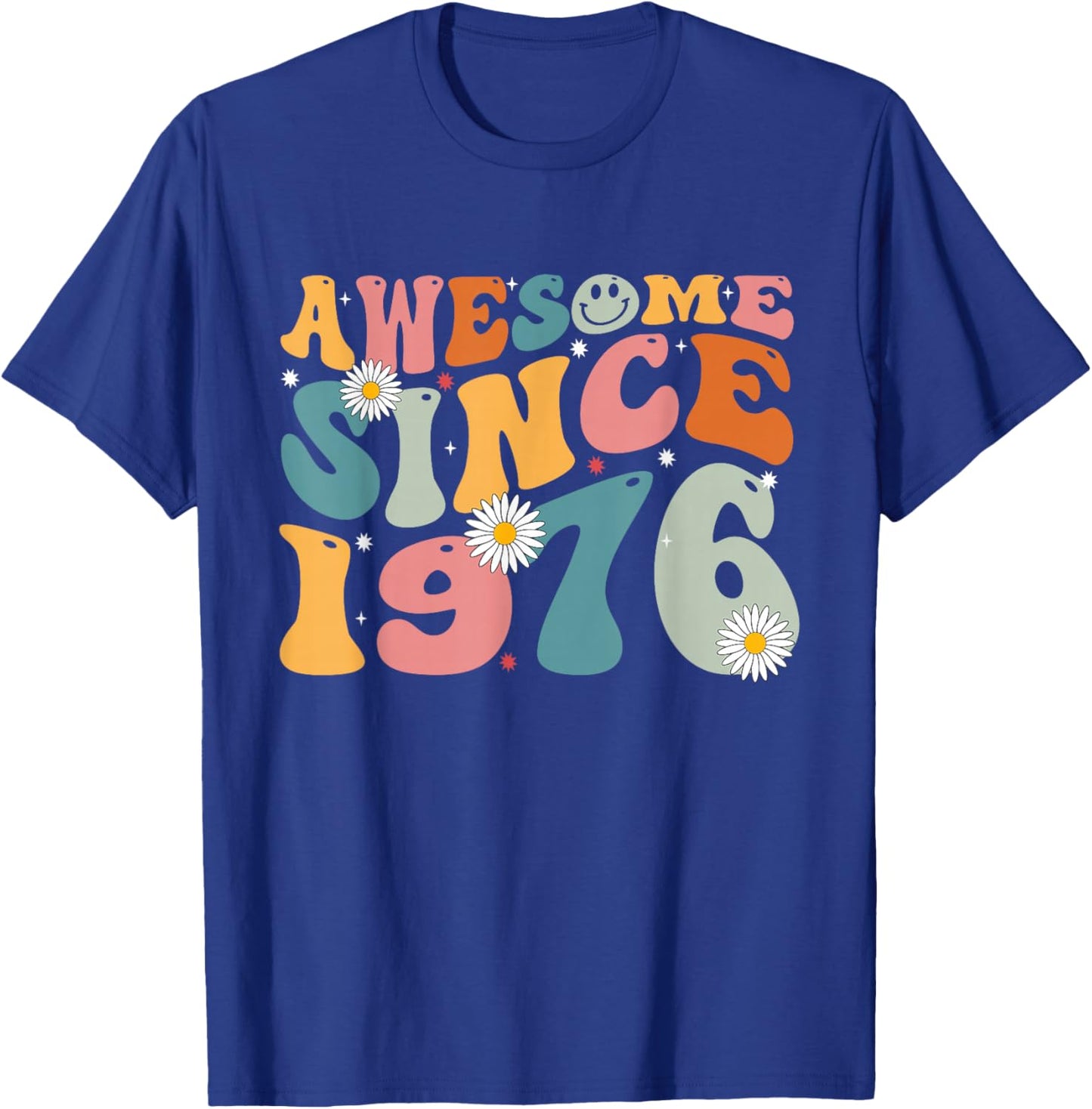 Awesome Since 1976 49th Birthday Retro Gifts Born In 1976 T-Shirt - T-Shirt | Royal