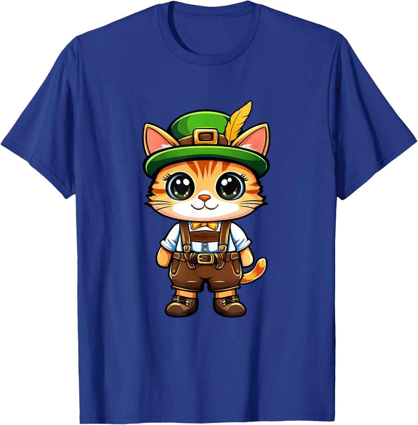 Oktoberfest Cat Funny German Bavarian Lederhosen Cat Lover T-Shirt - T-Shirt | Royal