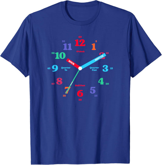 Time Teaching Clock Kids Young Child T-Shirt - T-Shirt | Royal