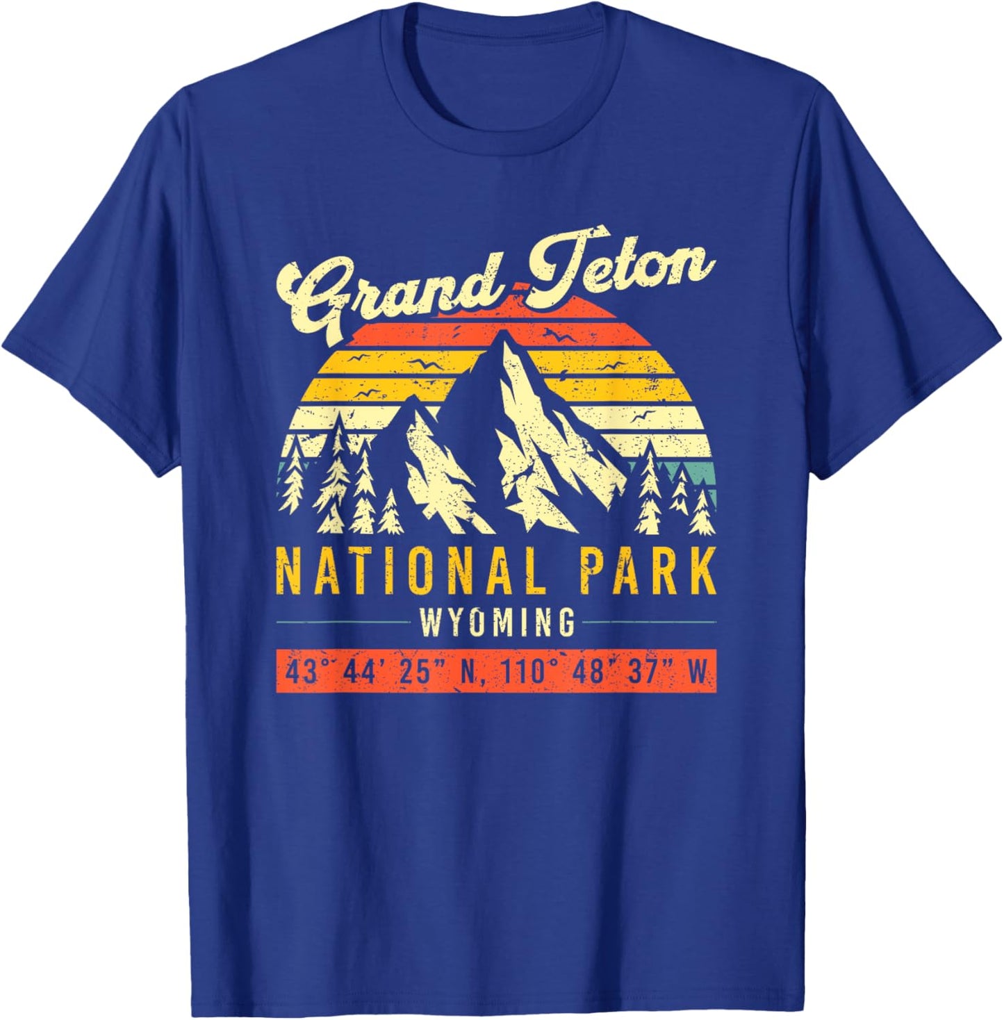 Grand Teton Wyoming Vintage Retro National Park T-Shirt - T-Shirt | Royal