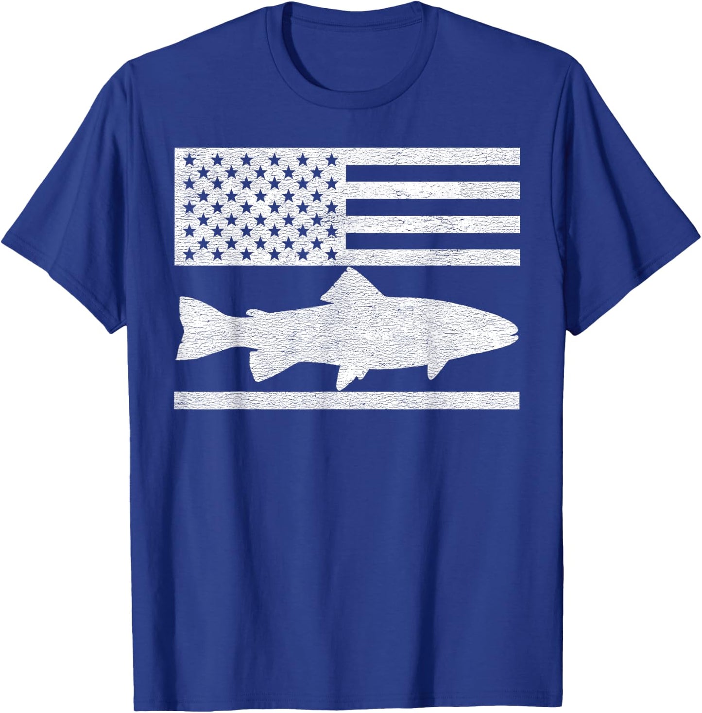 Steelhead Fishing - American Flag Trout Fisherman Gift T-Shirt - T-Shirt | Royal