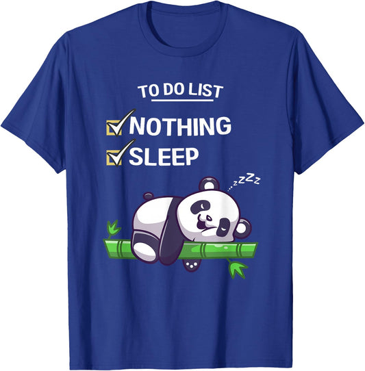 Cute Kawaii Panda To Do List Nothing Sleeping Tired Panda T-Shirt - T-Shirt | Royal