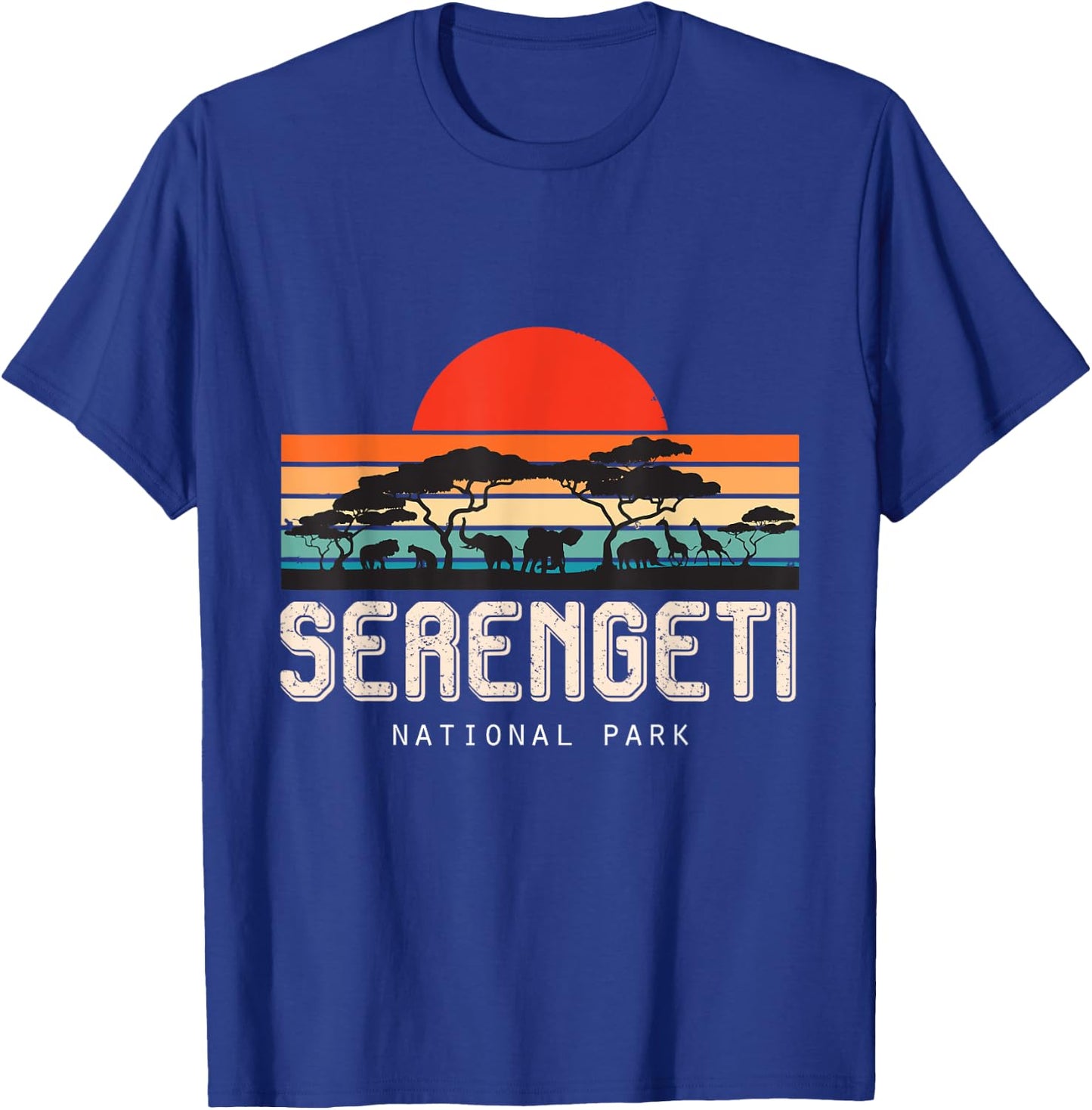 Safari Retro Serengeti National Park Sunrise Savanna Animals T-Shirt - T-Shirt | Royal