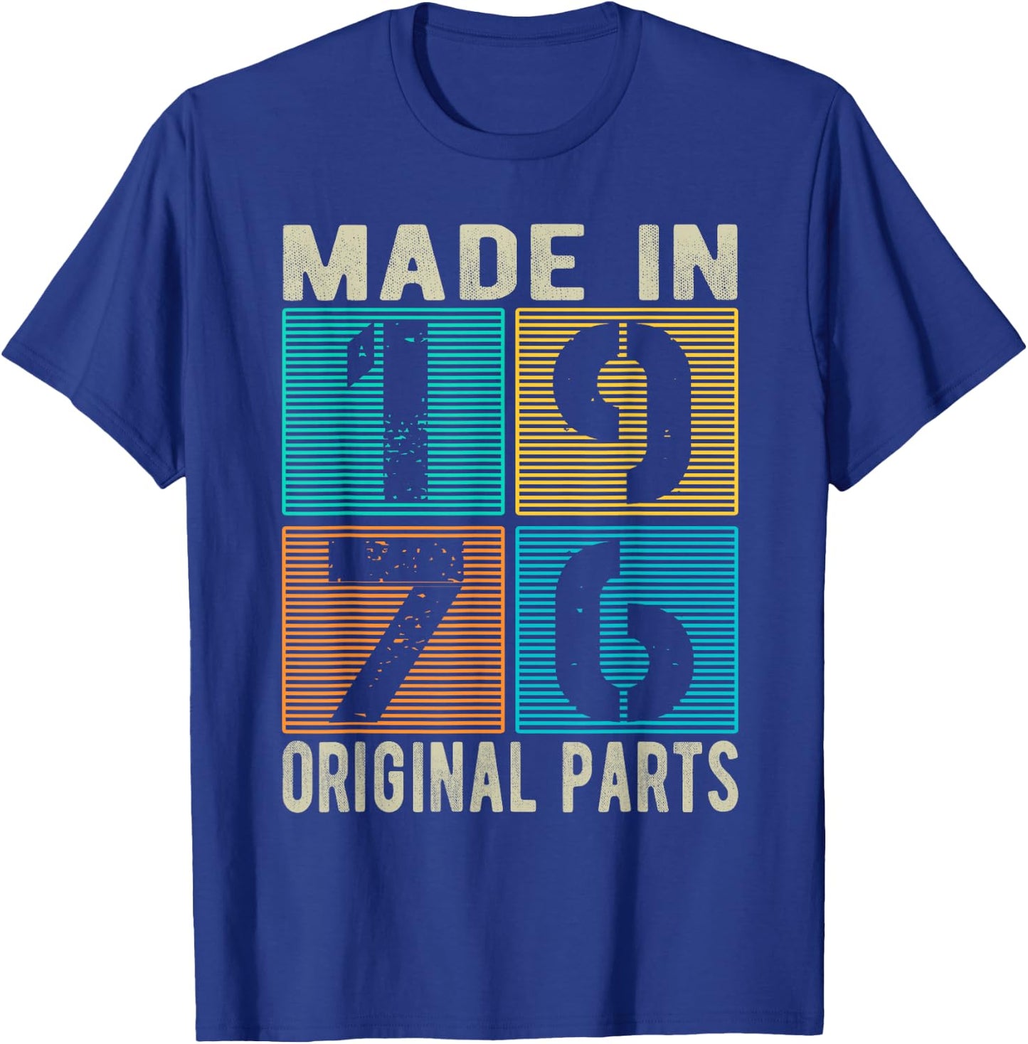 Made In 1976 Vintage Retro Original Parts Born 1976 Birthday T-Shirt - T-Shirt | Royal