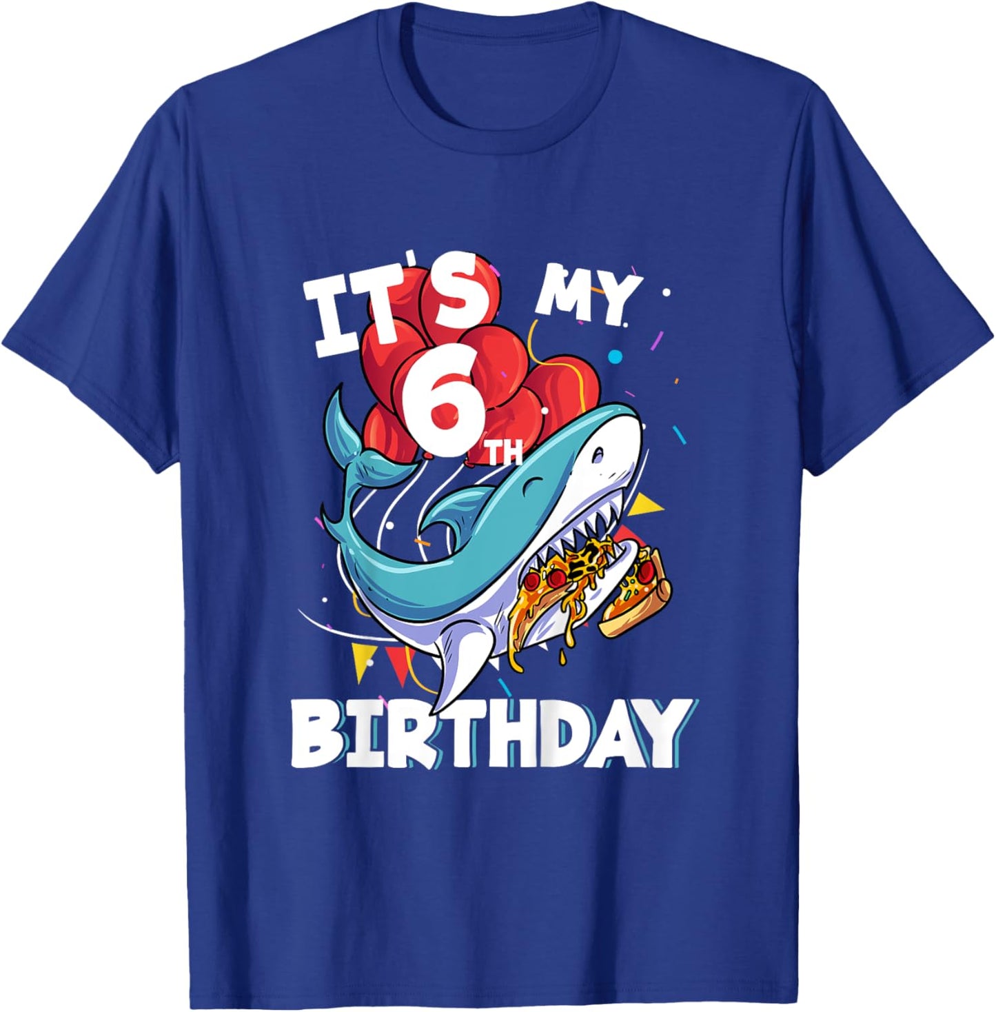 It's my 6th Birthday 6 Year Old Shark Birthday T-Shirt - T-Shirt | Royal