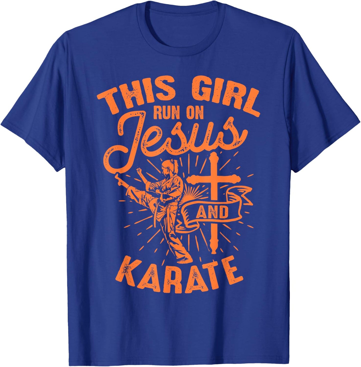 Funny Jesus Karate Gift Girl Christian Martial Art Lover T-Shirt - T-Shirt | Royal