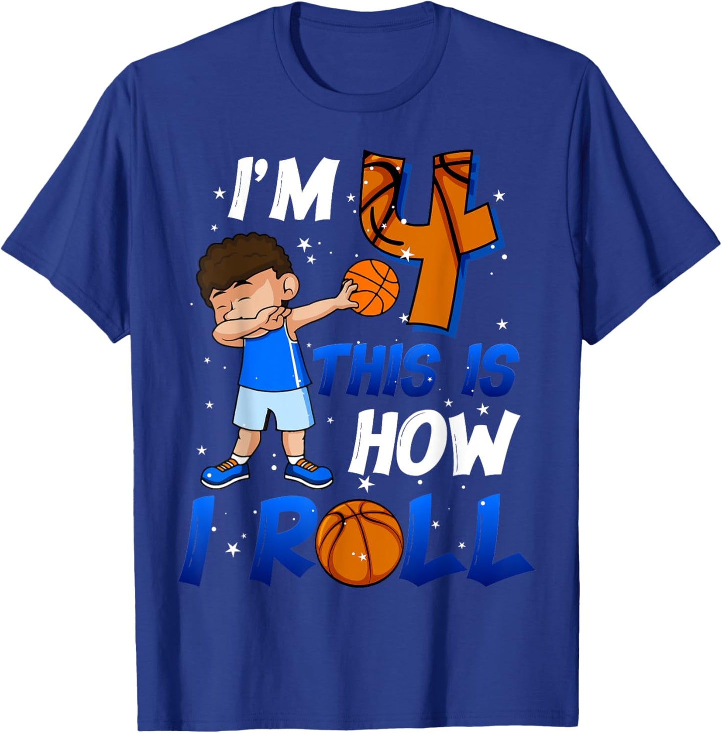 4th Birthday Outfit Boy Basketball 4 Year Old Cool B-Day T-Shirt - T-Shirt | Royal