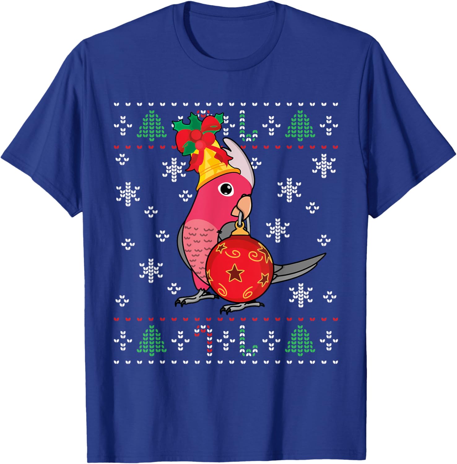 Rose-breasted Galah Cockatoo Parrot I Ugly Christmas T-Shirt - T-Shirt | Royal
