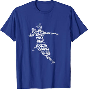 Girls Flag Football Player Word Art Typography T-Shirt - T-Shirt | Royal