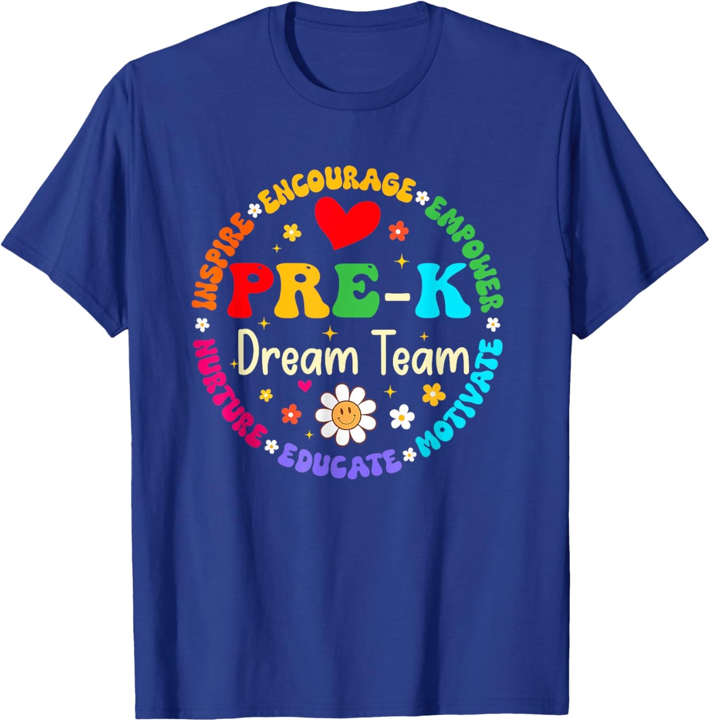 Back To School Pre K Dream Team Tour Teacher Students Kids T-Shirt - T-Shirt | Royal