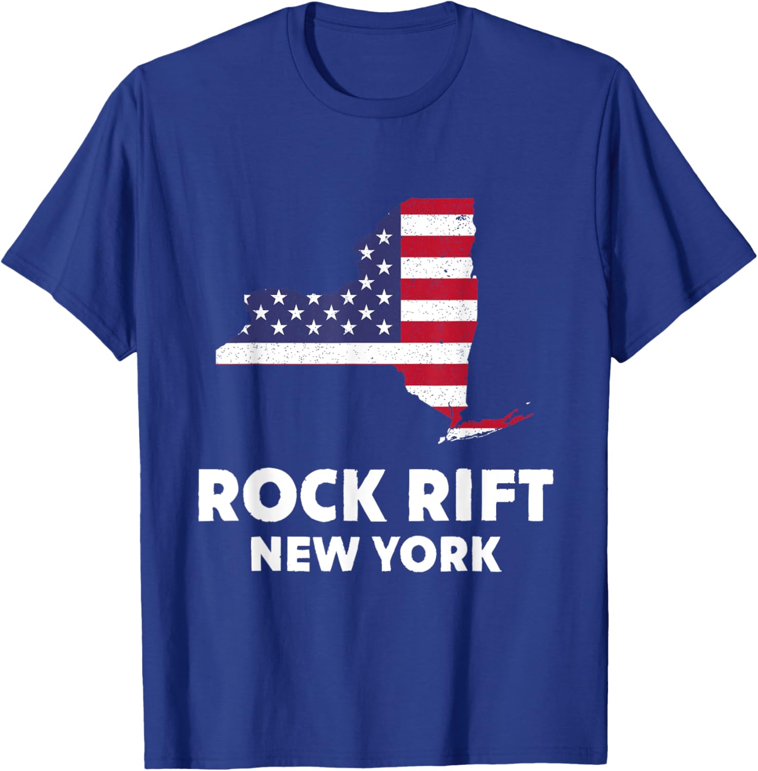 Distressed Patriotic USA Flag Rock Rift, New York Women Men T-Shirt - T-Shirt | Royal