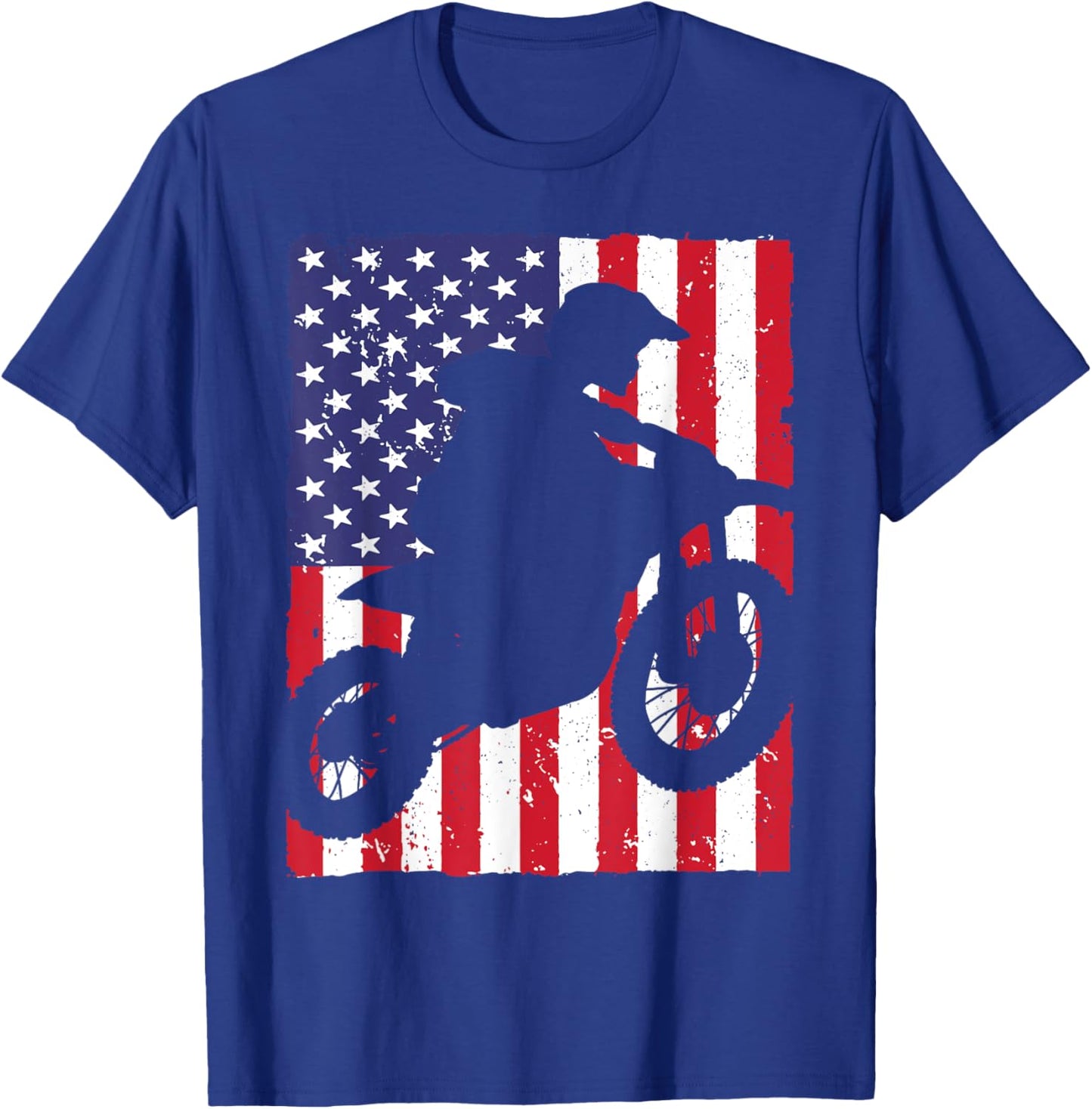 Best Dirt Bike Boys Dirtbike Racing US Flag Biker T-Shirt - T-Shirt | Royal
