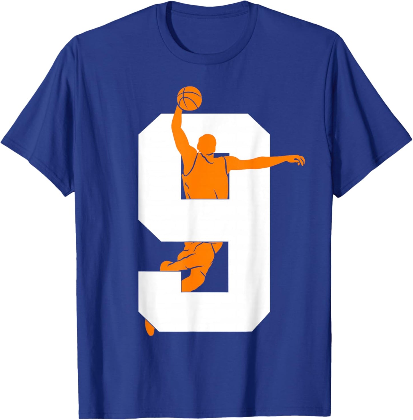 Number 9 Years Basketball 9th Birthday T-Shirt - T-Shirt | Royal