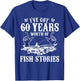 60th Birthday Fisherman T Shirt Funny Bass Fishing Gift T-Shirt - T-Shirt | Royal