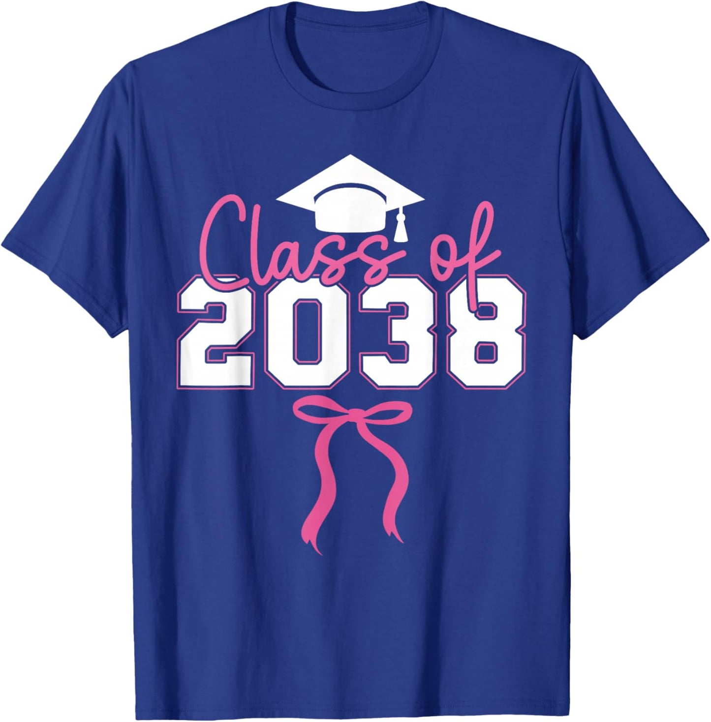 Class of 2038 Kindergarten to Graduation Grow with Me Bow T-Shirt - T-Shirt | Royal
