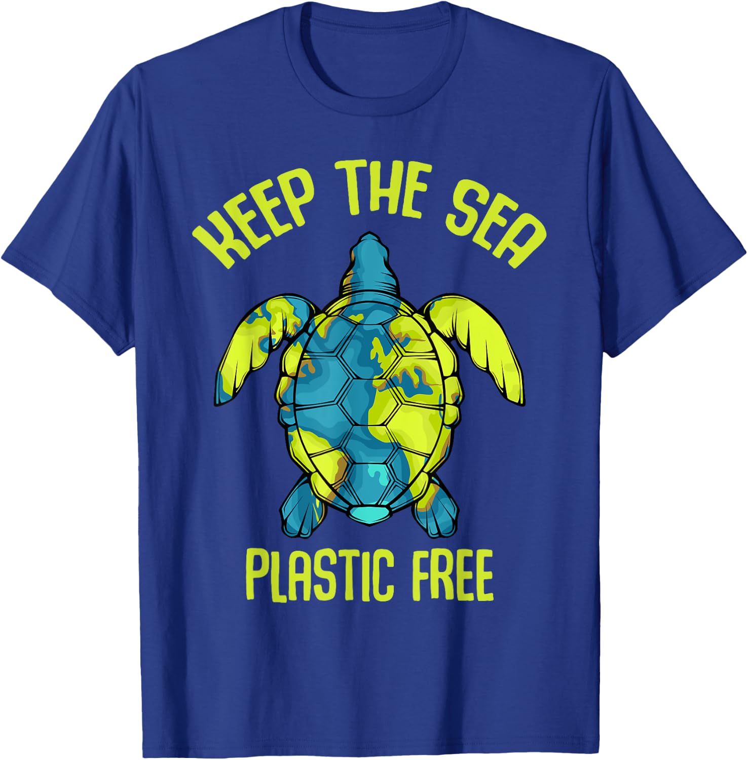 Keep The Sea Plastic Free Turtle Plastic Pollution Problem T-Shirt - T-Shirt | Royal