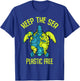 Keep The Sea Plastic Free Turtle Plastic Pollution Problem T-Shirt - T-Shirt | Royal