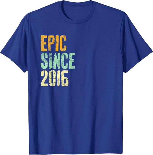 Epic Since 2016 8th Birthday Retro T-Shirt - T-Shirt | Royal
