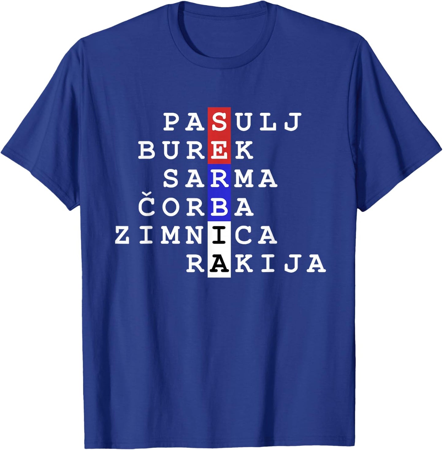 Serbian Flag Colors with Food and Drinks T-Shirt - T-Shirt | Royal