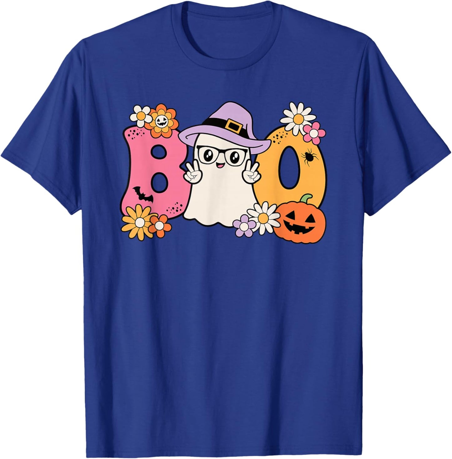 Groovy Boo Halloween Costume Ghost Pumpkin Women Girls Kids T-Shirt - T-Shirt | Royal