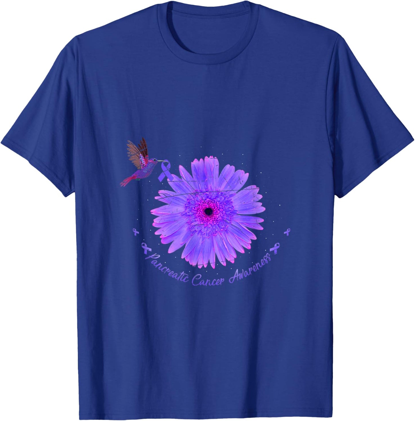 Bird Purple RibbonCancer Survivor Gift Pancreatic Cancer T-Shirt - T-Shirt | Royal