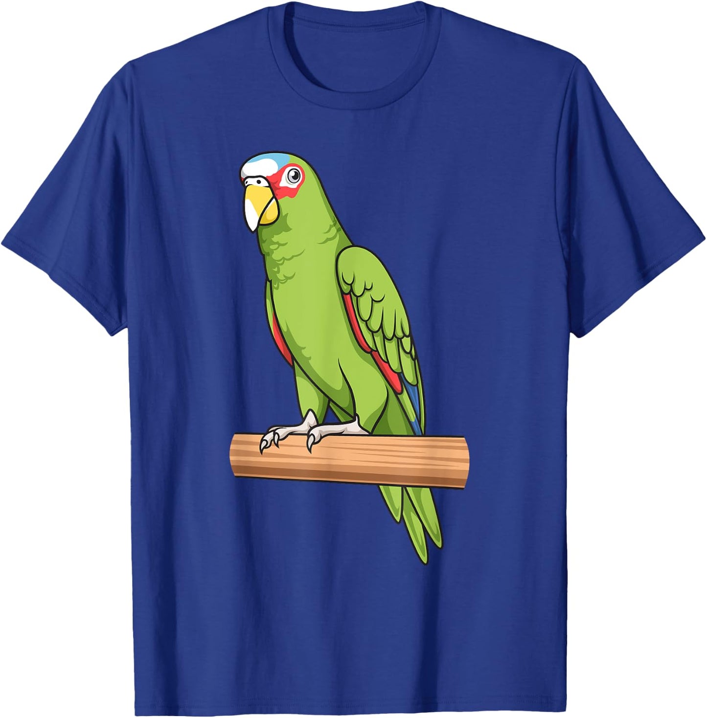 Parrot Bird White-Fronted Sitting on a Tree Branch T-Shirt - T-Shirt | Royal